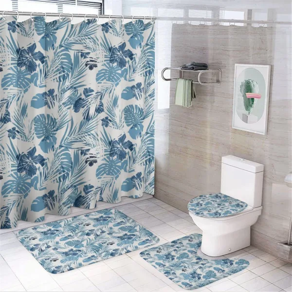 Hawaiian Flowers Palm Tree on a shower curtain