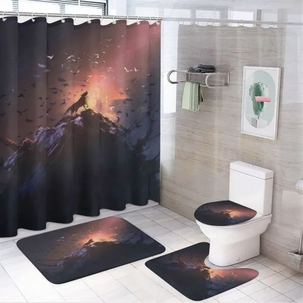 Howling Wolf on Rock on a shower curtain