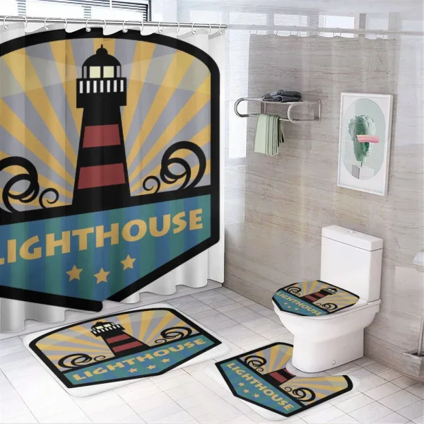 Marine Themed Graphics on a shower curtain