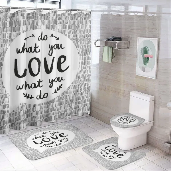 Message with Stripes Leaves on a shower curtain