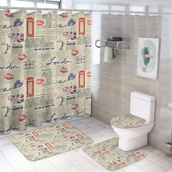 Newspaper Kiss Marks on a shower curtain