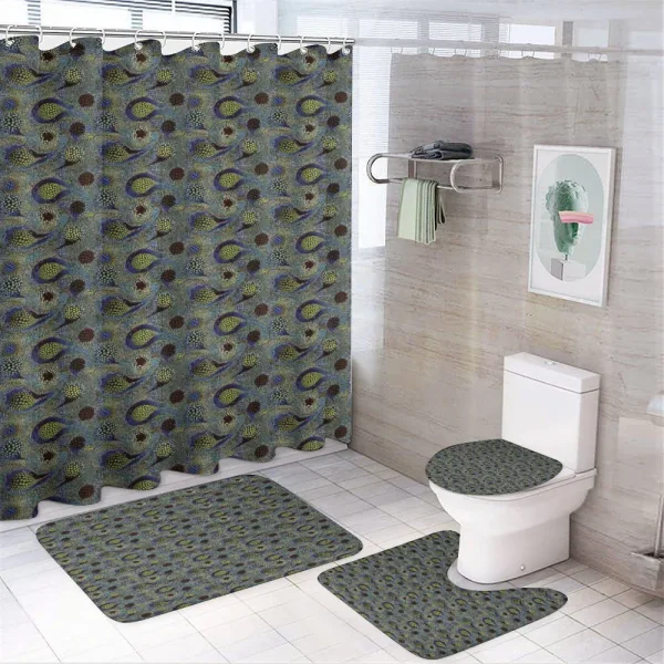Oriental Teardrop Motif on a shower curtain