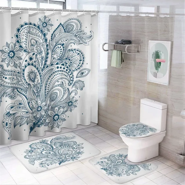 Ornate Floral Leaf Arrangement on a shower curtain