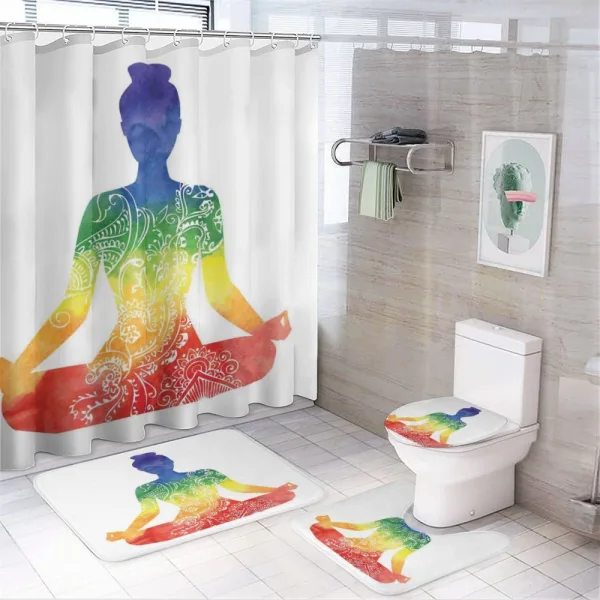 Ornate Motifs Rainbow on a shower curtain
