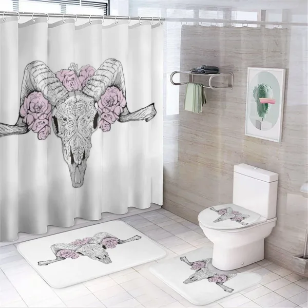 Roses with Bones Bohemian on a shower curtain