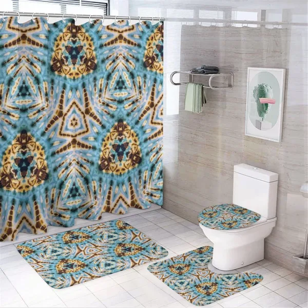Abstract Tribal Patterns on a shower curtain