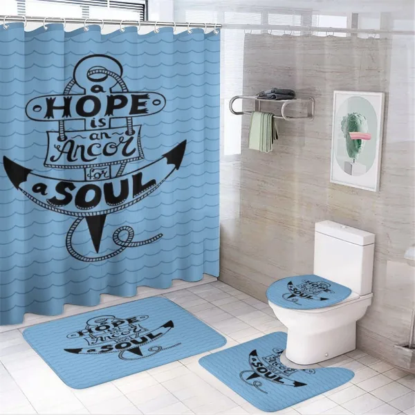 Anchor in the Wavy Ocean on a shower curtain