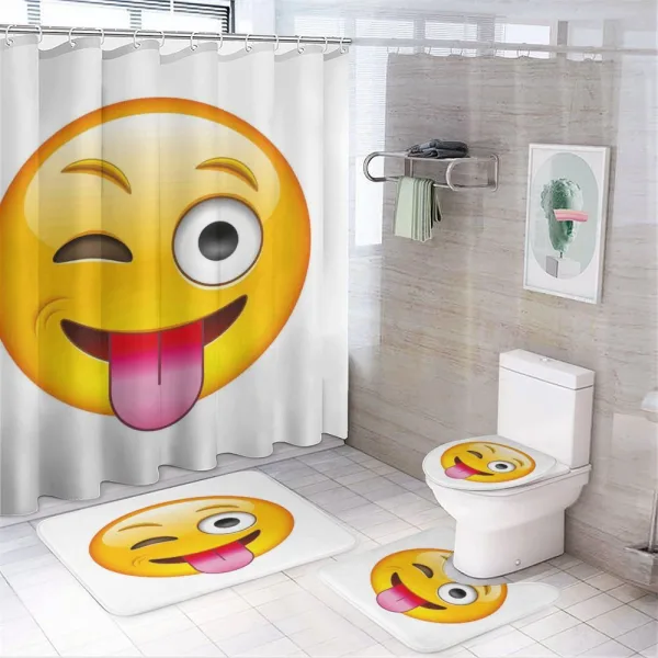 Cartoon Romantic Smiley on a shower curtain