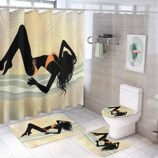 Curly Haired Lady on a shower curtain