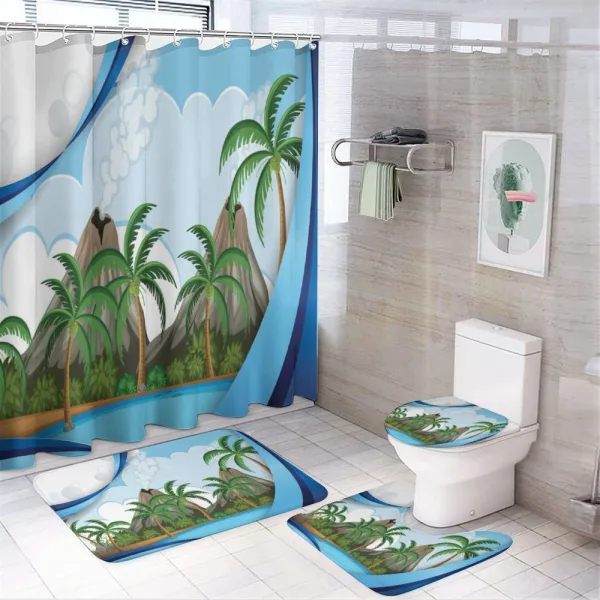 Exotic Volcano Island on a shower curtain