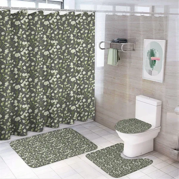 Flowers and Swirled Leaves on a shower curtain