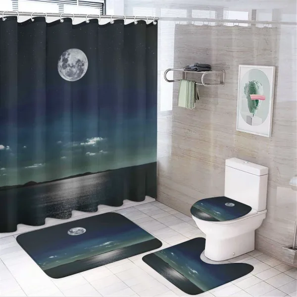 Full Moon in the Sea on a shower curtain