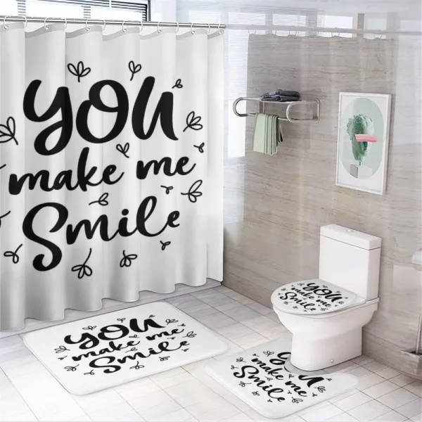 Hand Drawn You Make Me Smile on a shower curtain