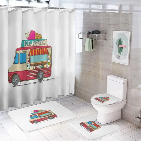 Ice Cream Cartoon Style on a shower curtain