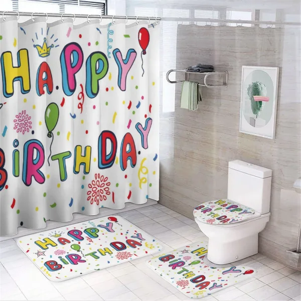 Letters Greeting on a shower curtain