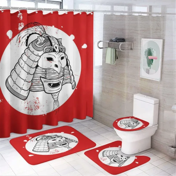 Mask on a shower curtain
