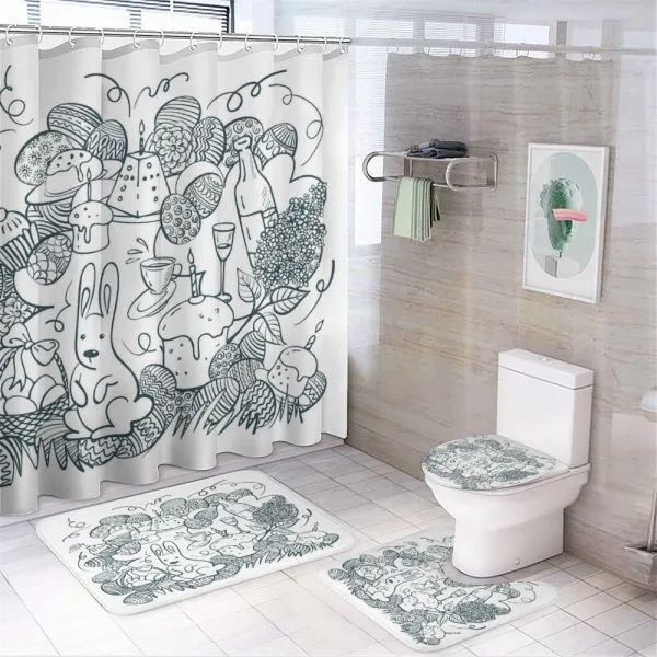 Monochrome Art Easter on a shower curtain