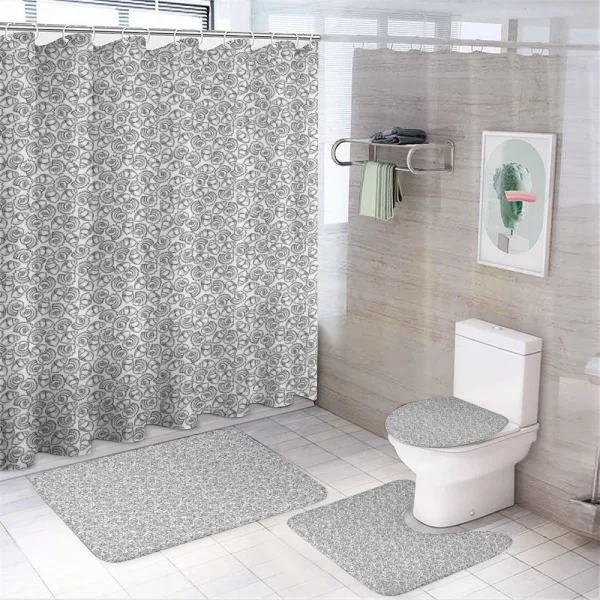 Monochrome Cockleshell Sea on a shower curtain