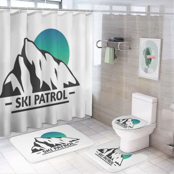 Mountain Ombre Sun and Ski on a shower curtain