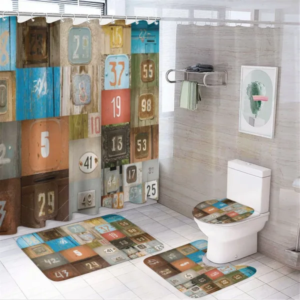 Nostalgic Door Numbers on a shower curtain