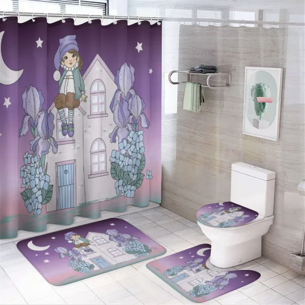 Nursery Dwarf Sits on House on a shower curtain