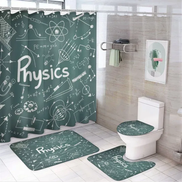 Physics and Math School on a shower curtain