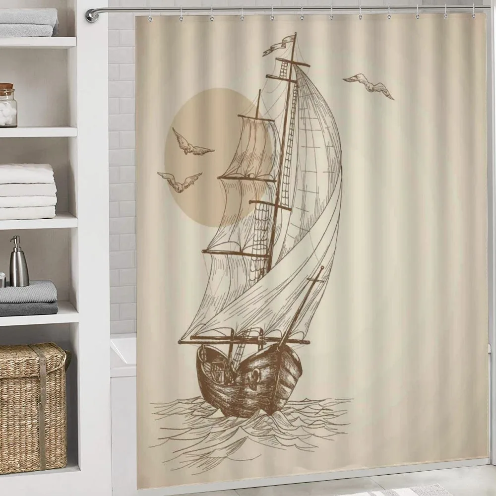Sailing Ship Birds Sun — Detail 4