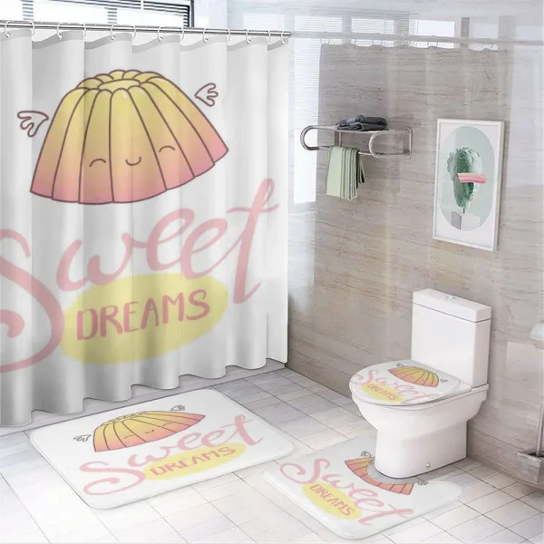 Sleeping Jelly on a shower curtain