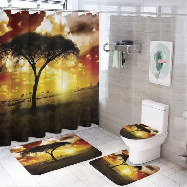 Sunset in Safari Animal on a shower curtain