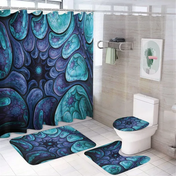 Surreal Futuristic Elements on a shower curtain