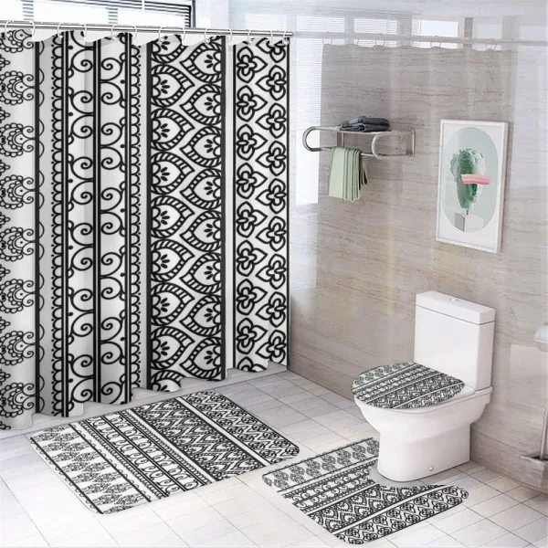 Swirls and Leaf Art on a shower curtain