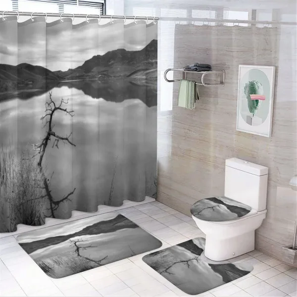 Tranquil Lake on a shower curtain