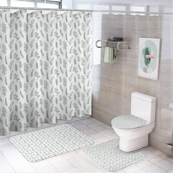 Watercolor Botanical Herbs on a shower curtain