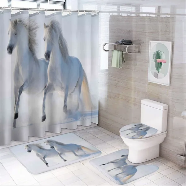 Wintertime Horse Animal on a shower curtain