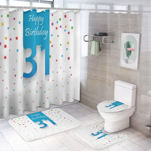 31 Happy Colorful on a shower curtain