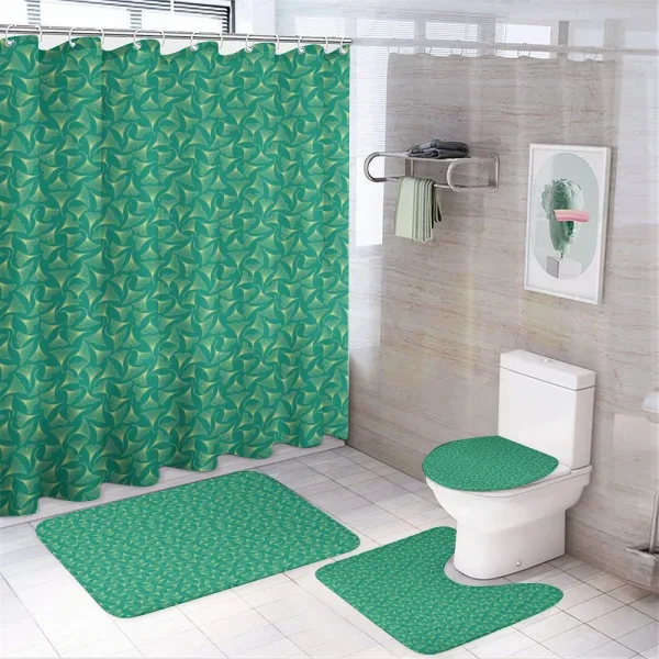 Biloba Leaves on Teal Shade on a shower curtain