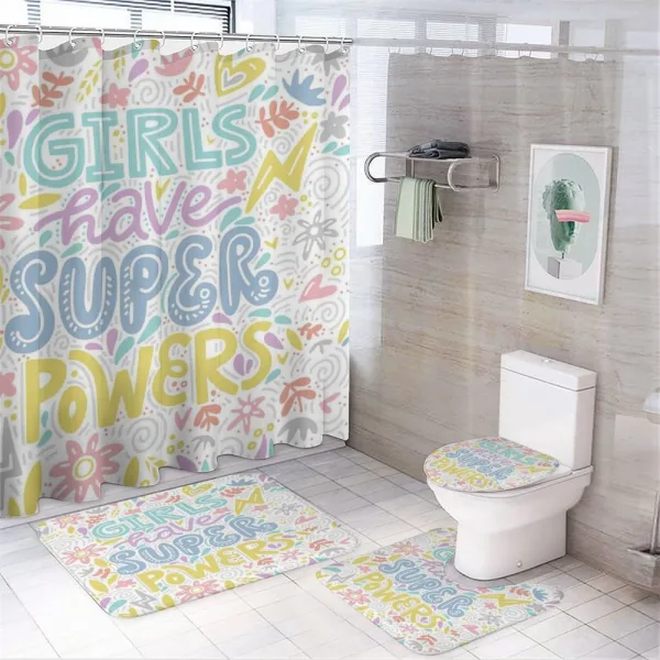 Boho Floral Girl Power on a shower curtain