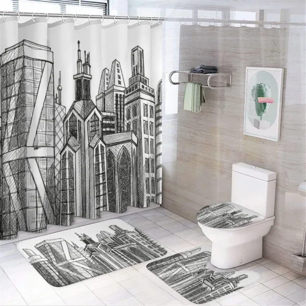 City Town Skyscrapers on a shower curtain