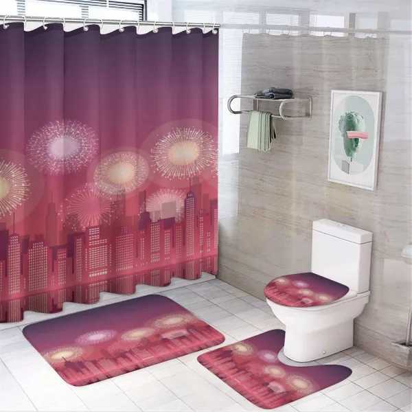 Cityscape Fireworks on a shower curtain