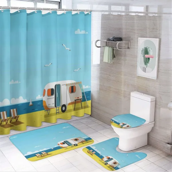 Coastline Clouds Scenery on a shower curtain