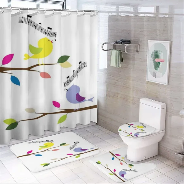 Colorful Mascots Singing on a shower curtain