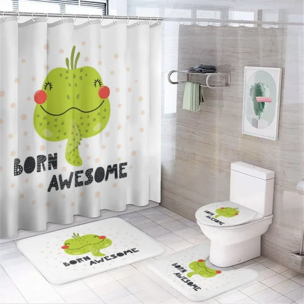 Encouraging Iguana Portrait on a shower curtain