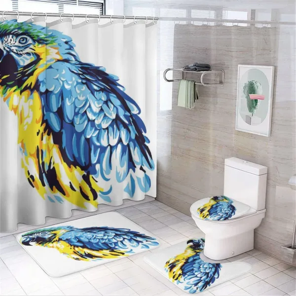 Exotic Parrot Painting on a shower curtain