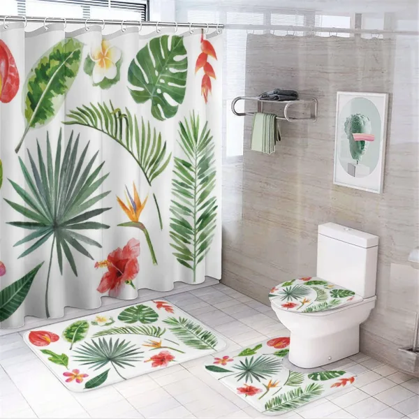 Heliconia Philodendron on a shower curtain