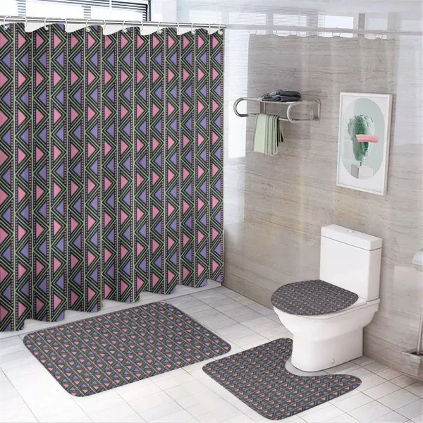 Herringbone Motifs on a shower curtain