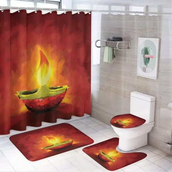 Oil Painting Candle on a shower curtain