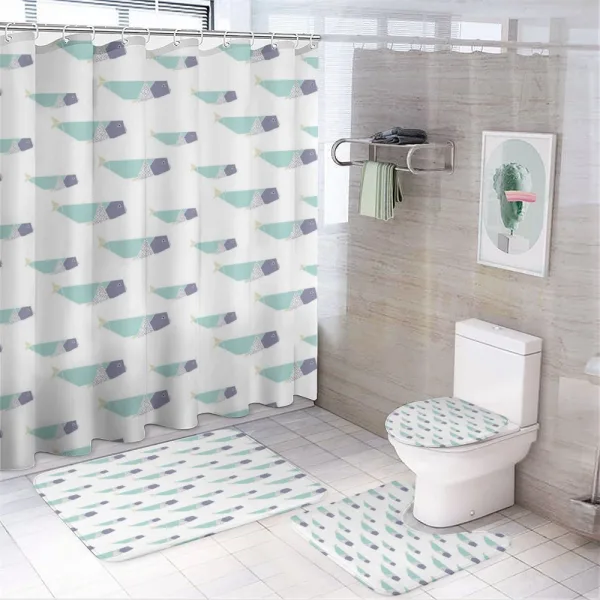 Origami Style Mammal Fish on a shower curtain