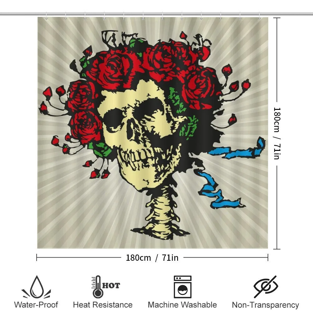 Skull in Red Flowers Crown — Detail 2