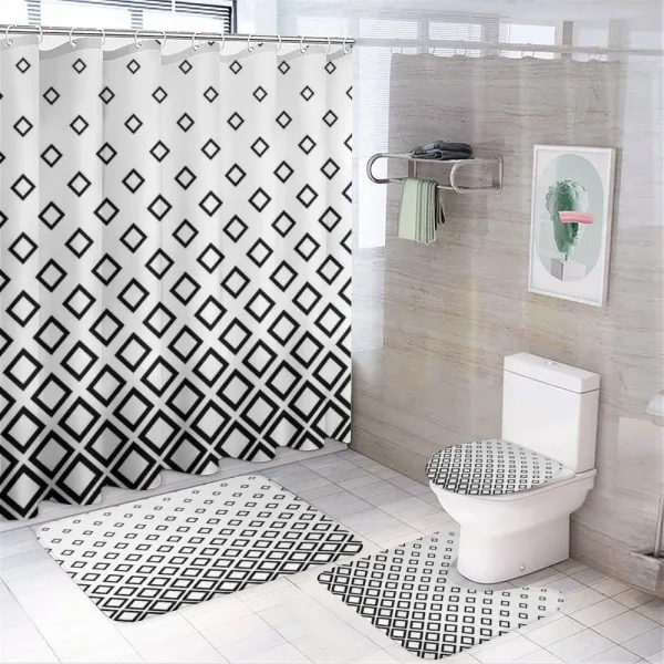 Square Pattern Art on a shower curtain