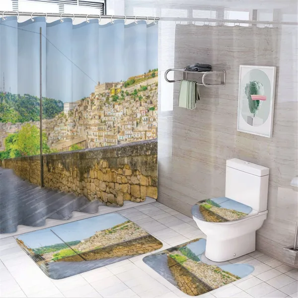 Stairway in Modica on a shower curtain